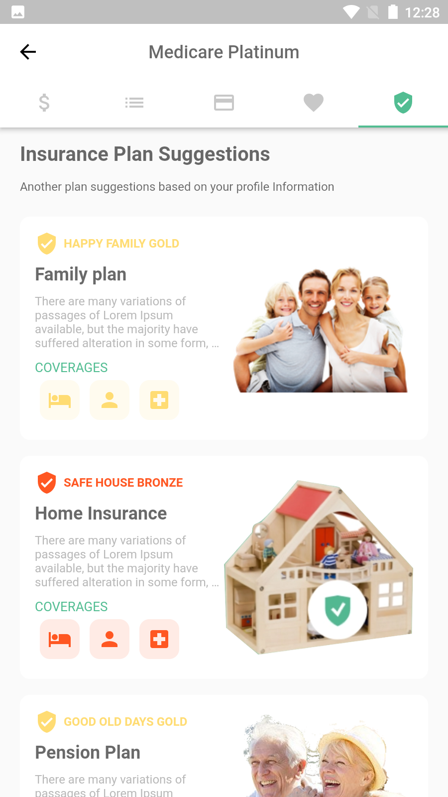 Finance & Insurance App Screen